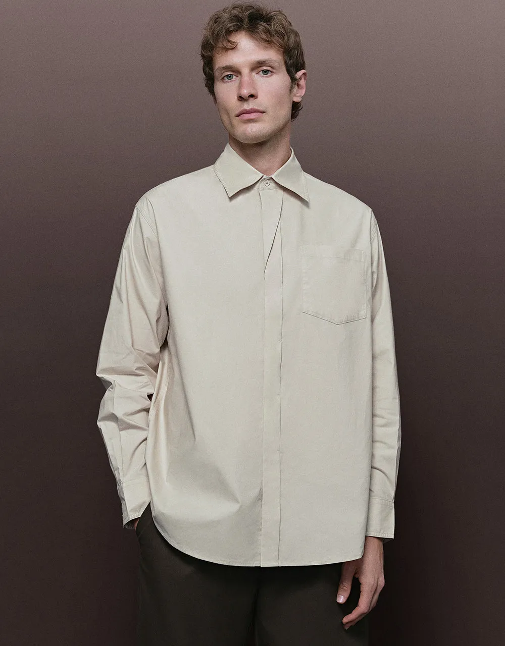Button Up Straight Shirt sold by Urban Revivo