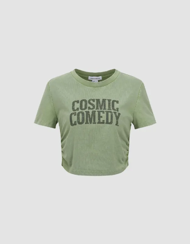 Letter Printed Crew Neck Straight T-Shirt sold by Urban Revivo