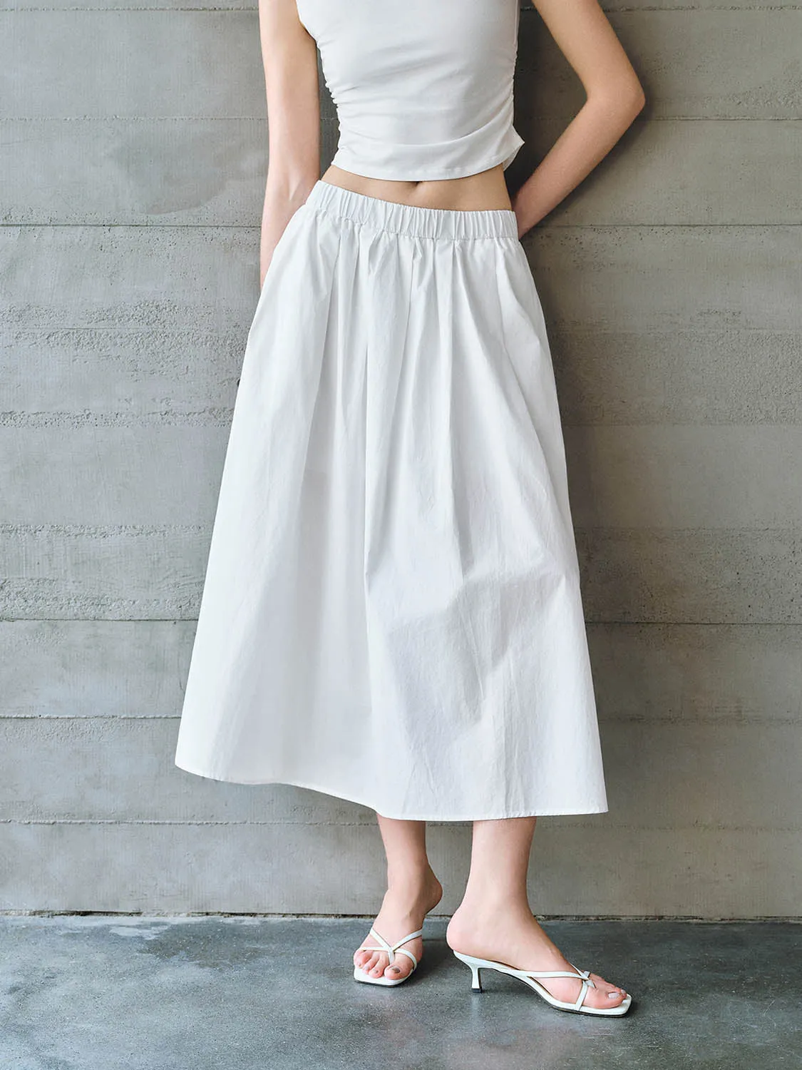 Elastic Waist Midi A-Line Skirt sold by Urban Revivo product image thumbnail 2