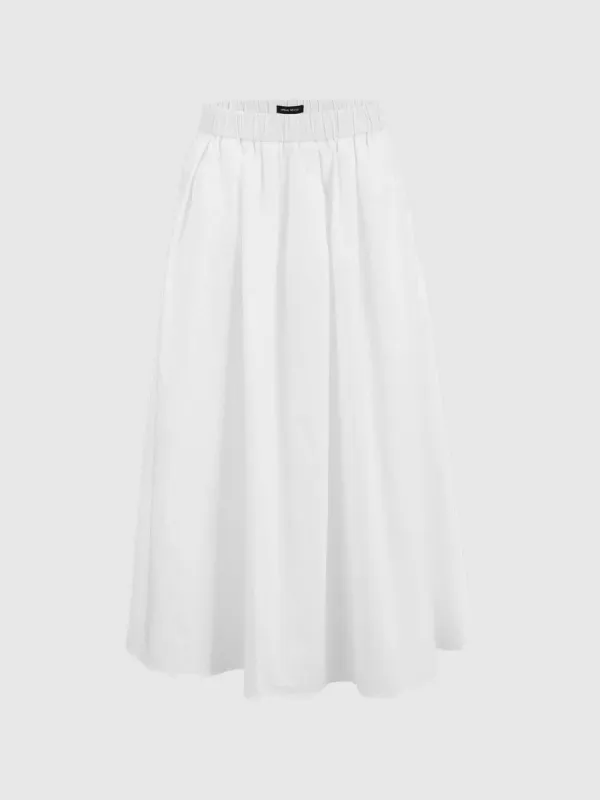 Elastic Waist Midi A-Line Skirt made by Urban Revivo