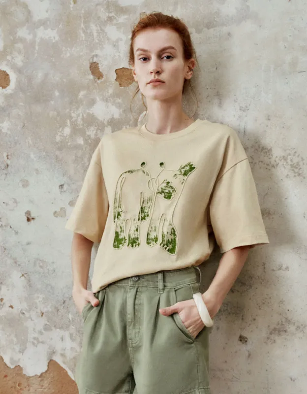 Printed Crew Neck Straight T-Shirt sold by Urban Revivo