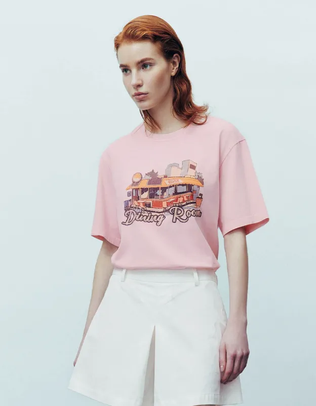 Printed Crew Neck Loose T-Shirt sold by Urban Revivo