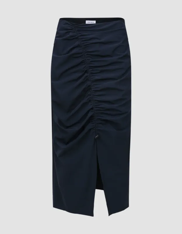 Ruched Midi Straight Skirt sold by Urban Revivo
