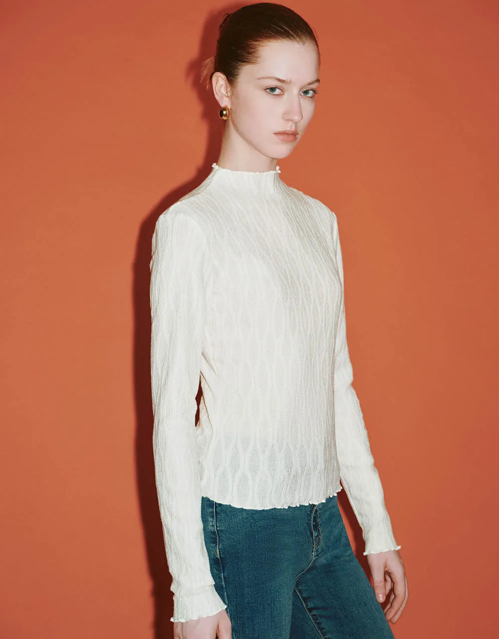 Embossed Skinny Knitted T-Shirt sold by Urban Revivo product image thumbnail 3