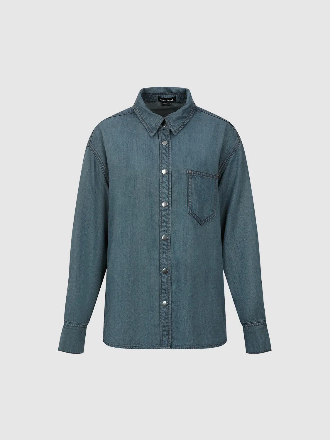 Button Up Loose Denim Shirt sold by Urban Revivo product image thumbnail 2