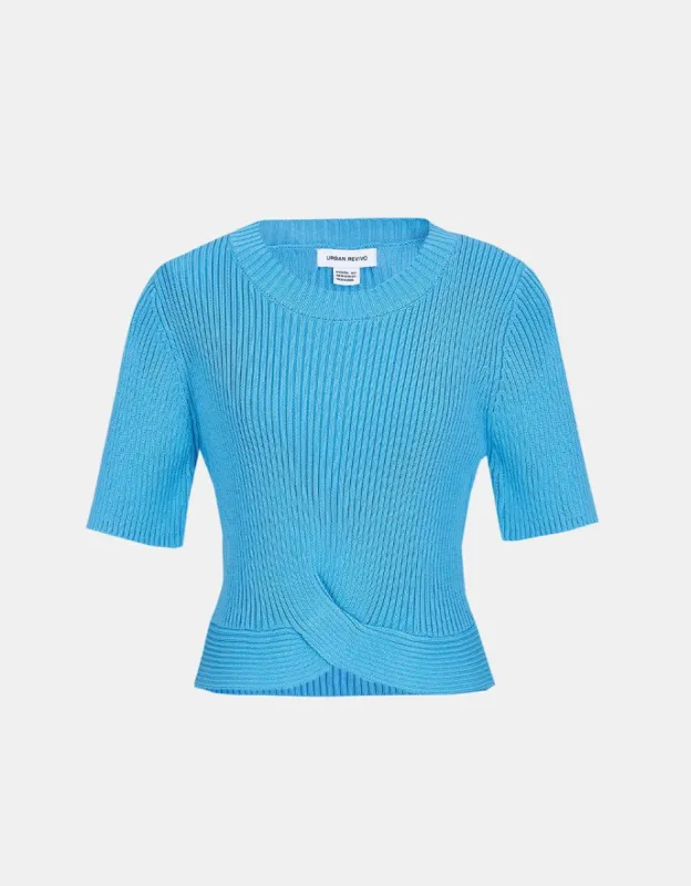 Crisscross Ribbed Knit Tee sold by Urban Revivo