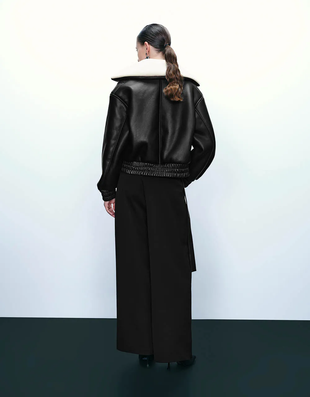 V-Neck Vegan Leather Jacket sold by Urban Revivo product image thumbnail 4