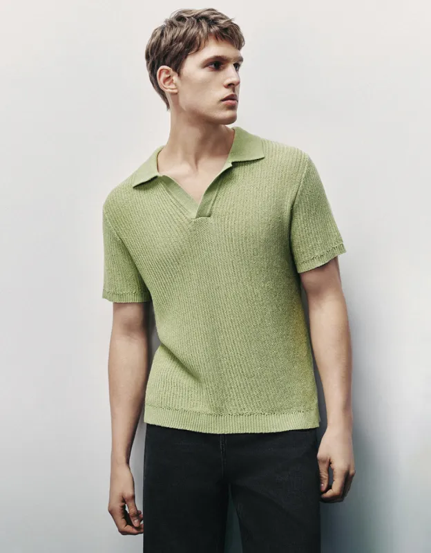 Knitted Lapel T-Shirt sold by Urban Revivo