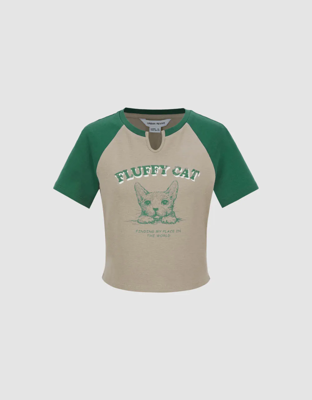 Printed Raglan Sleeve Skinny T-Shirt sold by Urban Revivo product image thumbnail 2