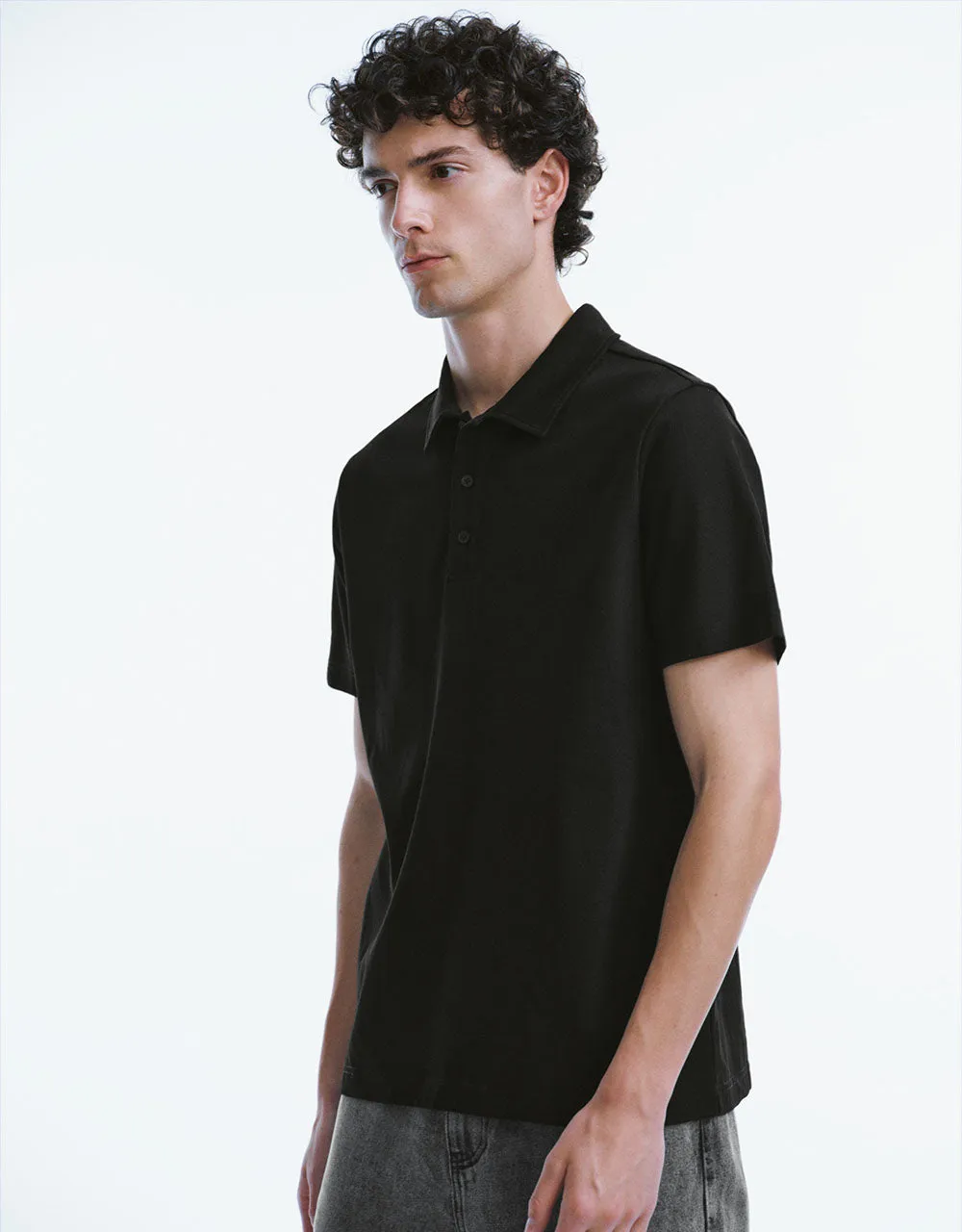 Button Half Placket Knitted A-Line T-Shirt sold by Urban Revivo product image thumbnail 3