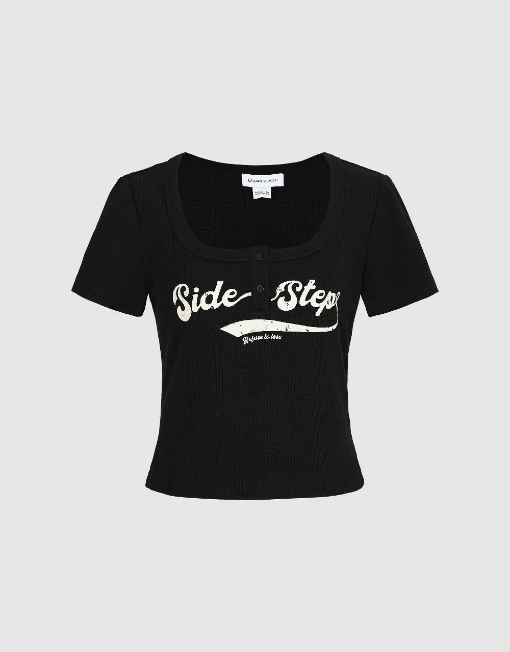 Letter Printed U Neck T-Shirt sold by Urban Revivo