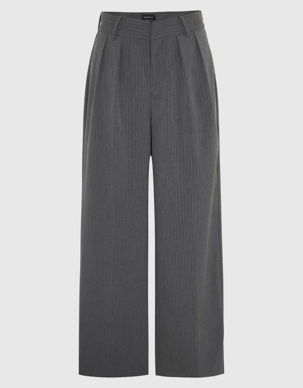 Striped Tailored Wide-Leg Pants sold by Urban Revivo