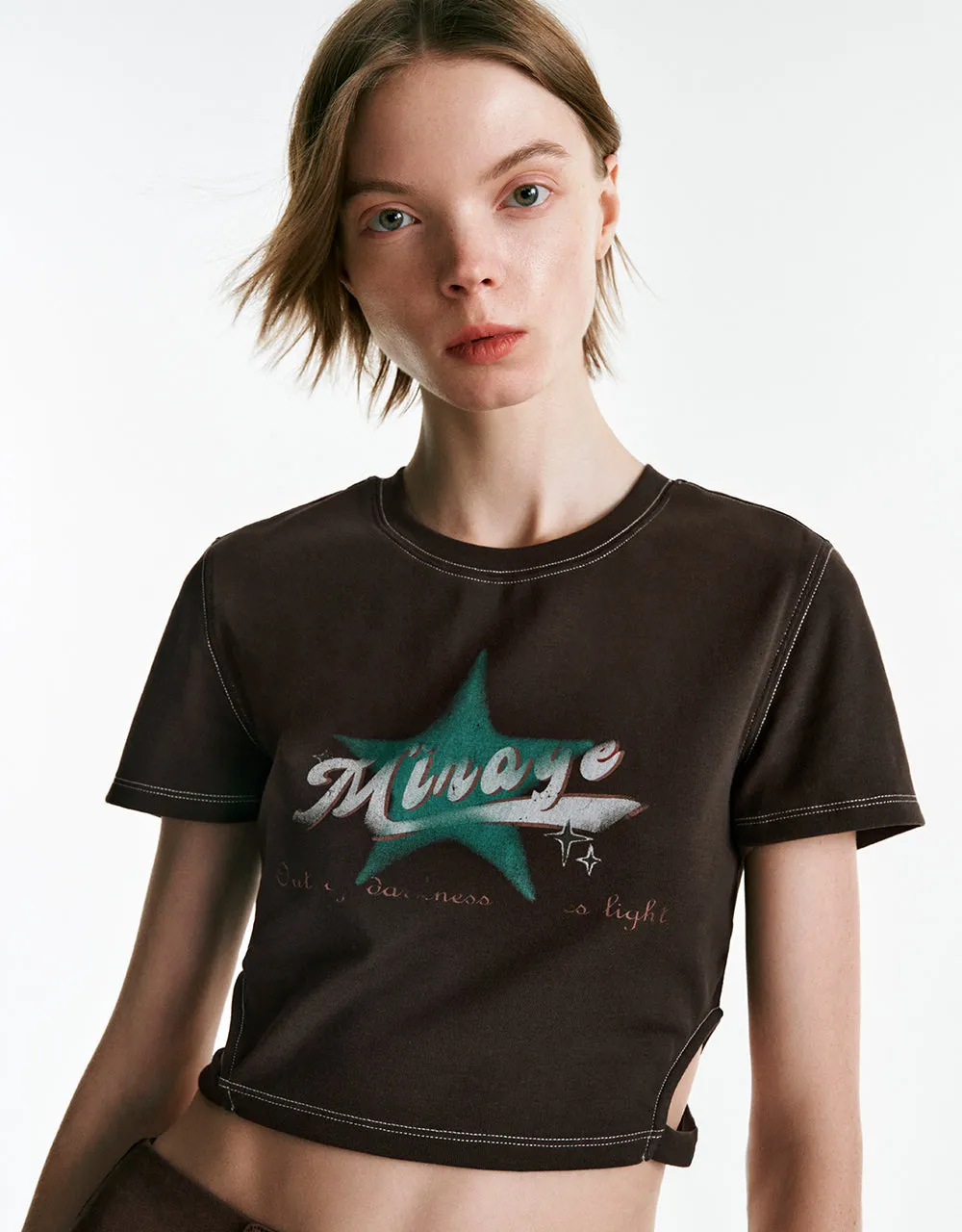 Printed Crew Neck Skinny T-Shirt sold by Urban Revivo product image thumbnail 4