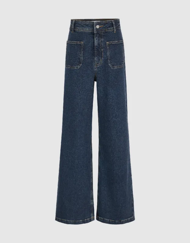Front Pocket Wide-Leg Jeans sold by Urban Revivo