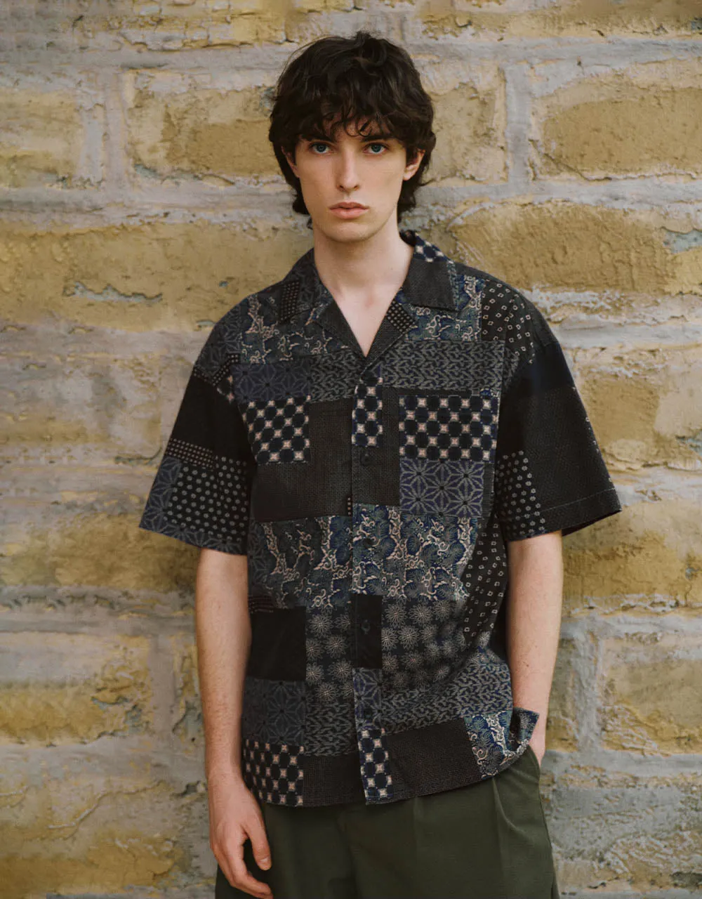 Notch Lapel Printed Loose Denim Shirt sold by Urban Revivo
