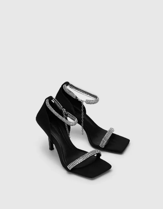 Rhinestone Strap Square Toe Sandals sold by Urban Revivo