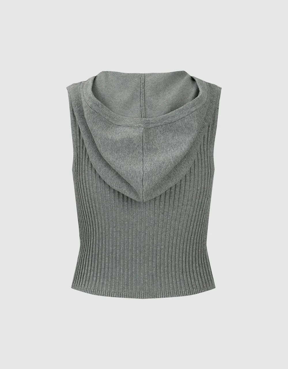 Hooded Zipper Front Skinny Knitted Vest sold by Urban Revivo product image thumbnail 5