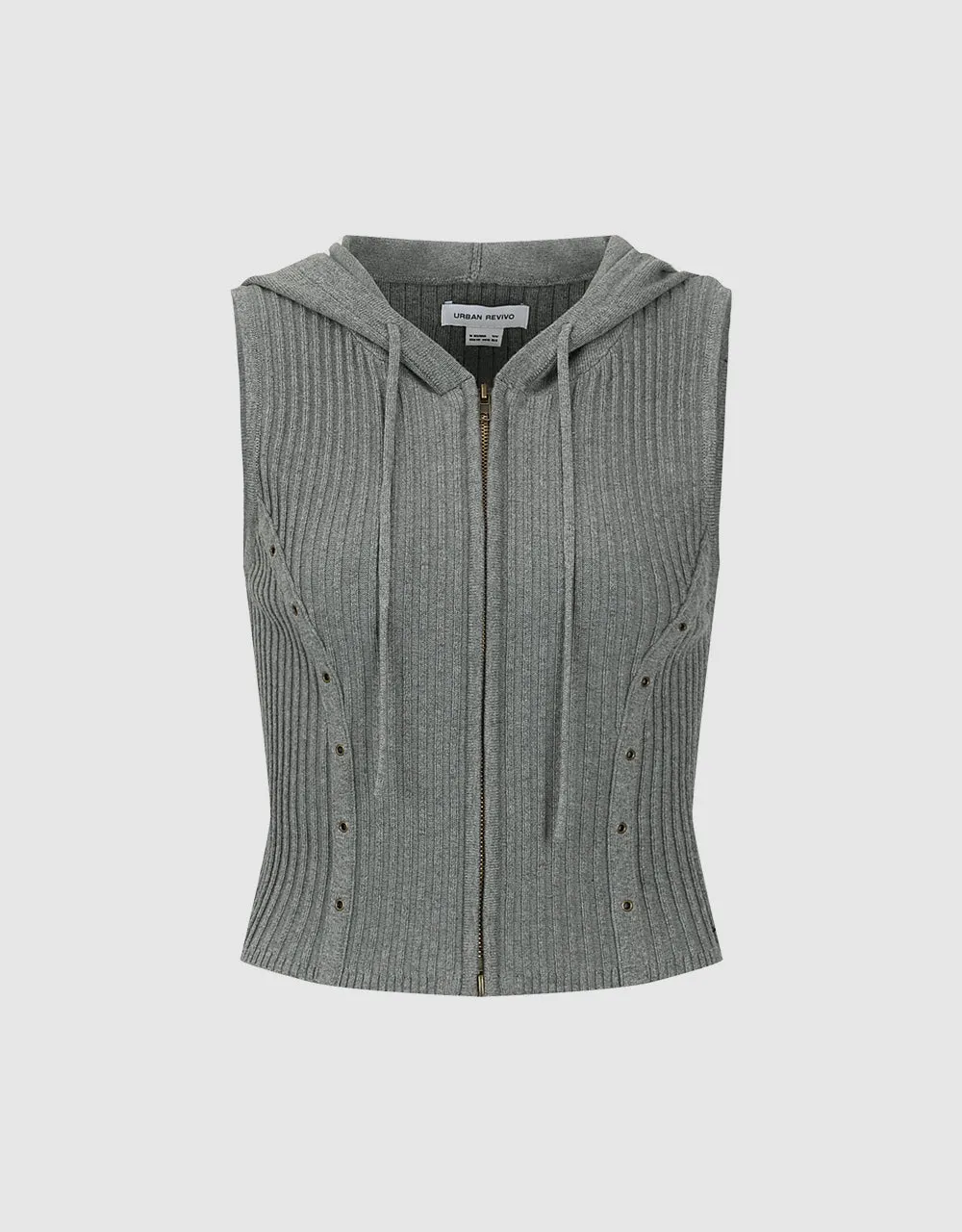 Hooded Zipper Front Skinny Knitted Vest sold by Urban Revivo product image thumbnail 2