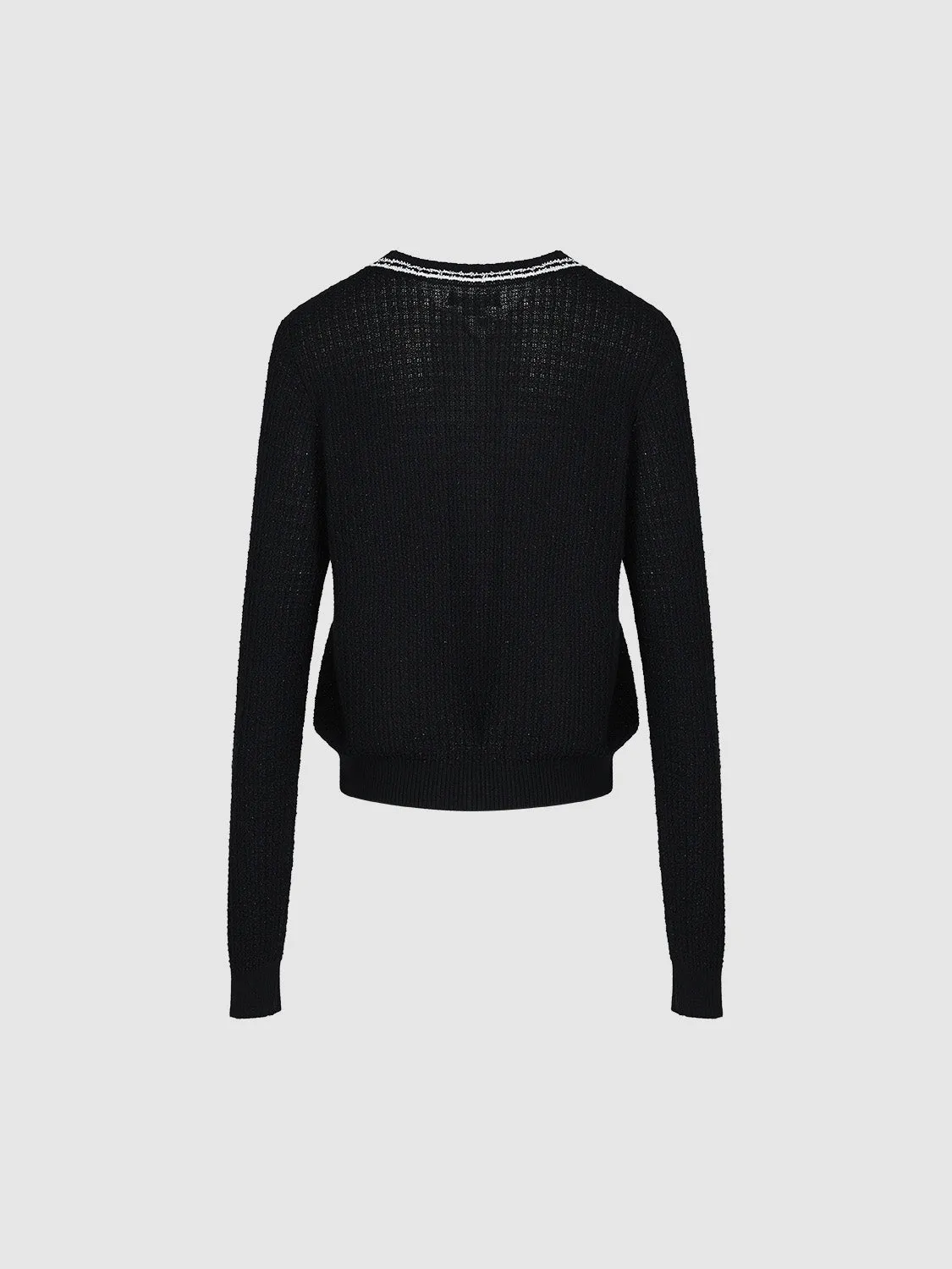 Tweed Crew Neck Knitted Cardigan sold by Urban Revivo product image thumbnail 4