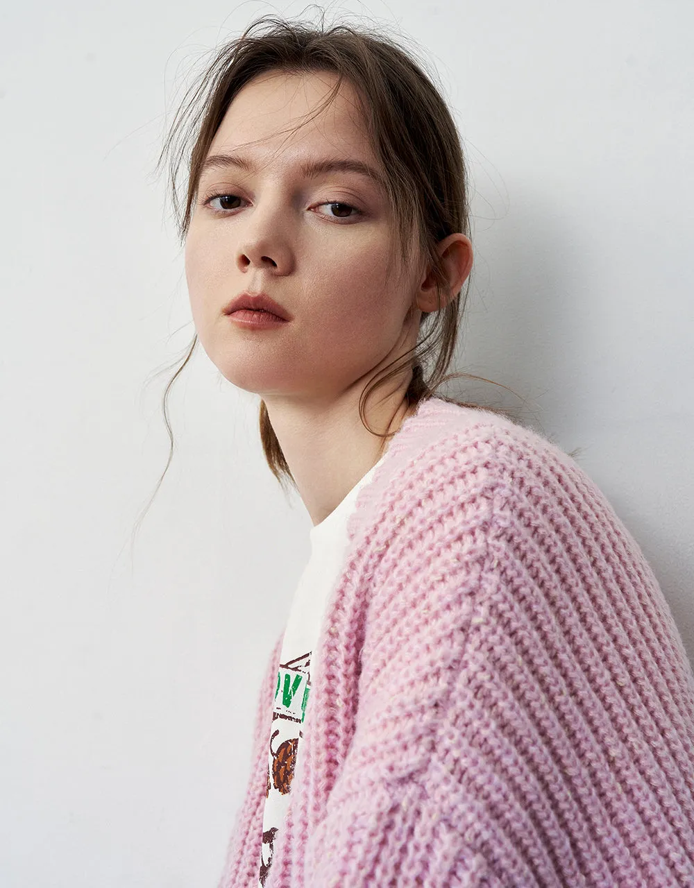 Loose V-Neck Rib Knitted Cardigan sold by Urban Revivo product image thumbnail 5