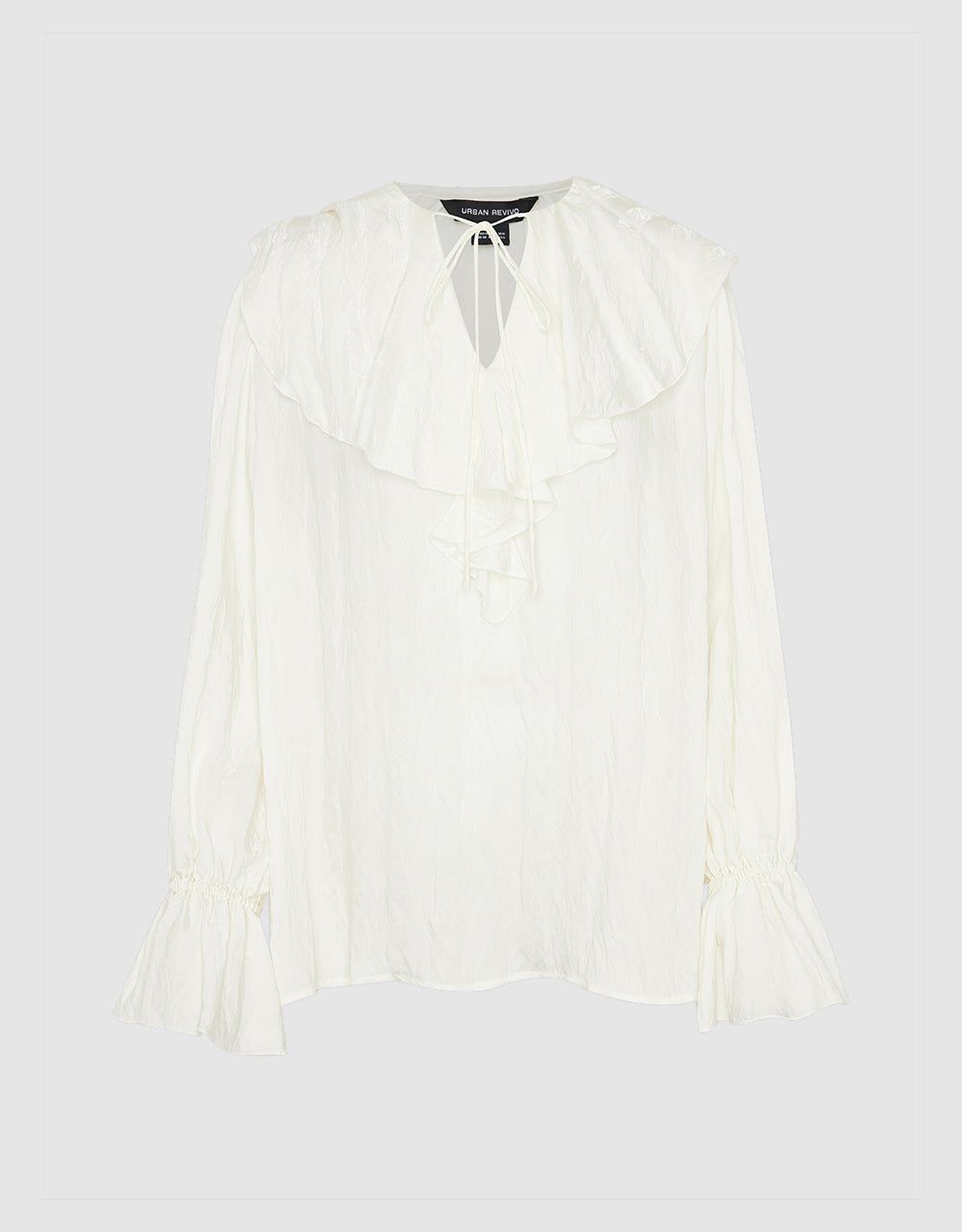 Puff Sleeve Ruffle Lapel Overhead Shirt sold by Urban Revivo product image thumbnail 2