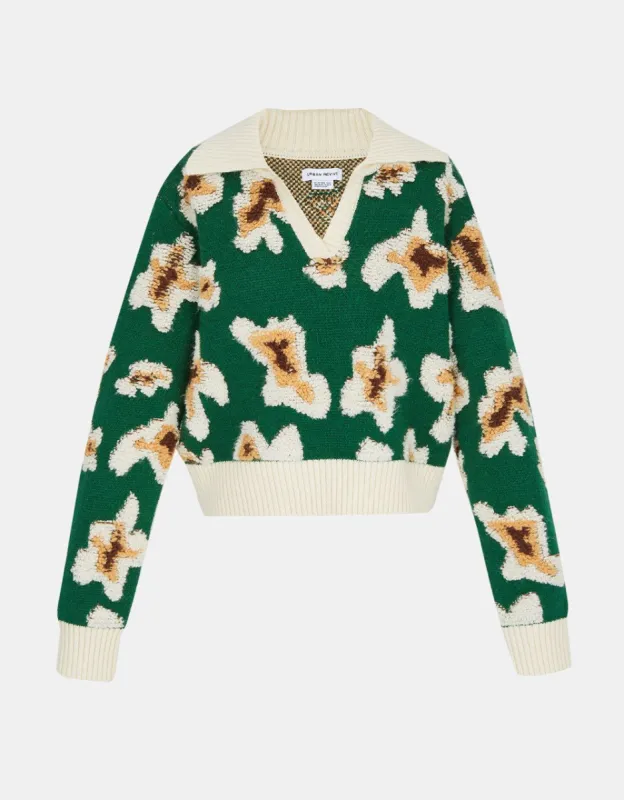 Floral Jacquard V Neck Sweater sold by Urban Revivo