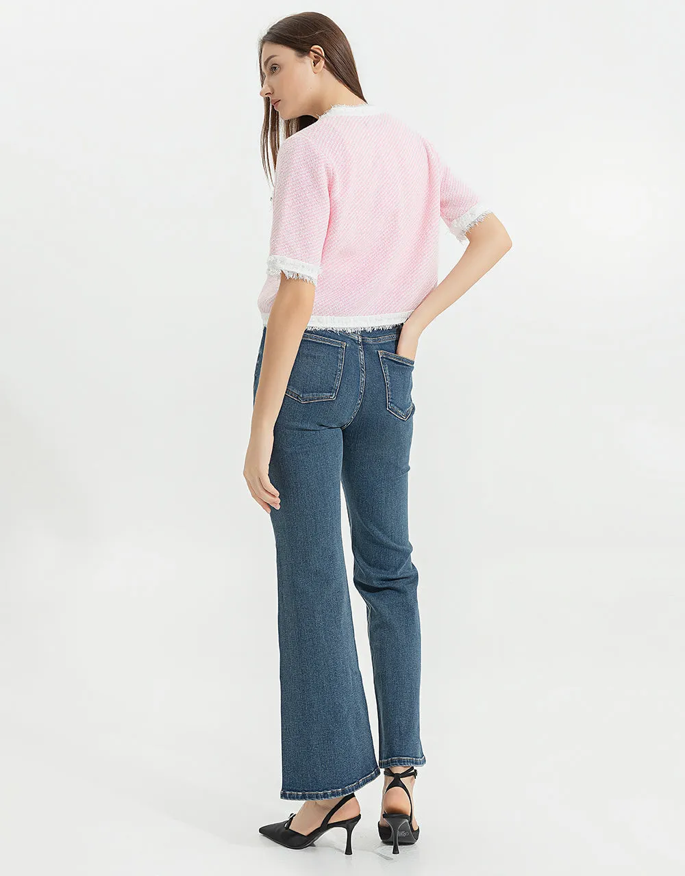 Raw Hem Crew Neck Knitted Cardigan sold by Urban Revivo product image thumbnail 5