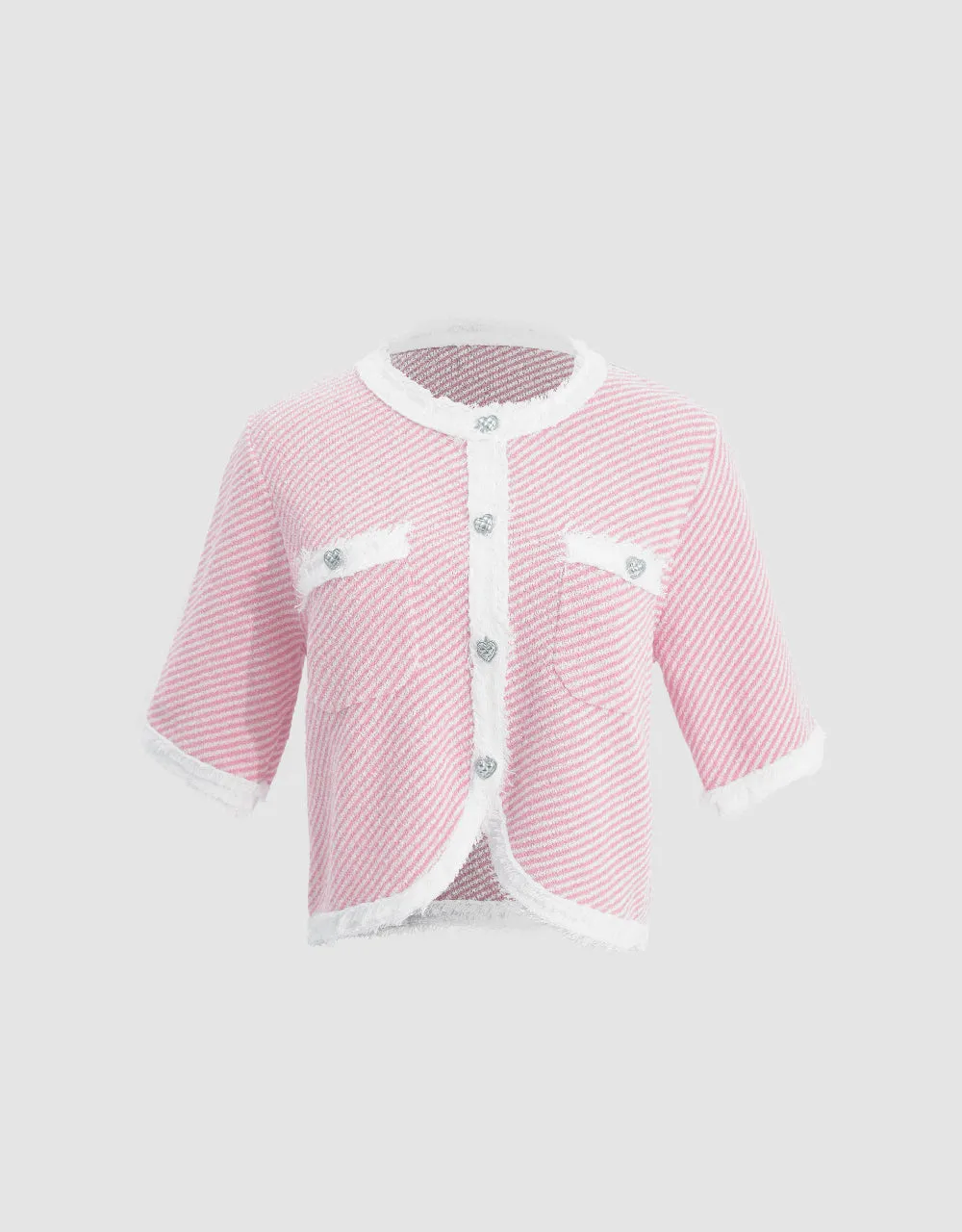 Raw Hem Crew Neck Knitted Cardigan sold by Urban Revivo product image thumbnail 2