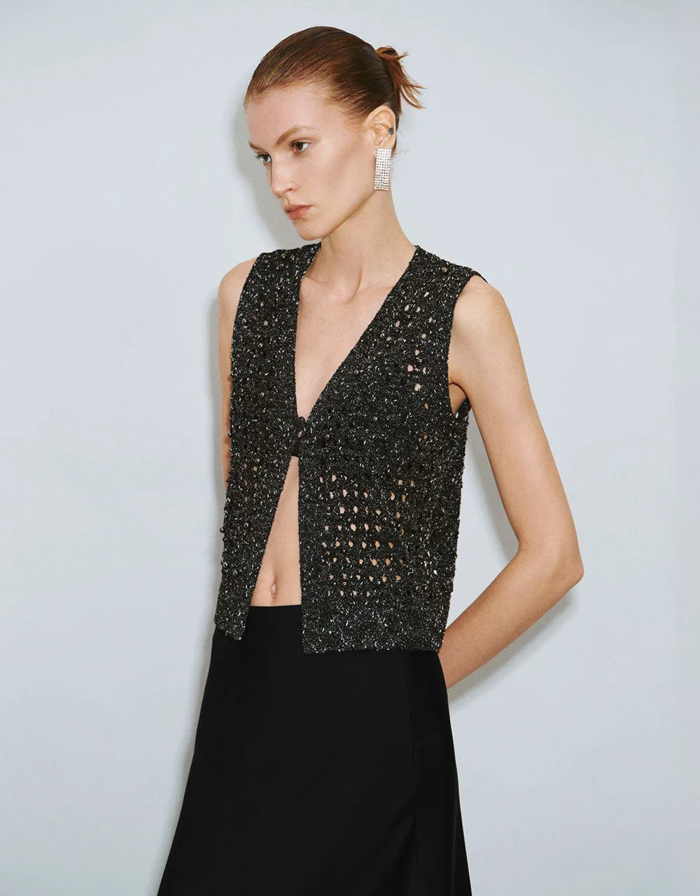 V-Neck Knitted Vest sold by Urban Revivo product image thumbnail 3