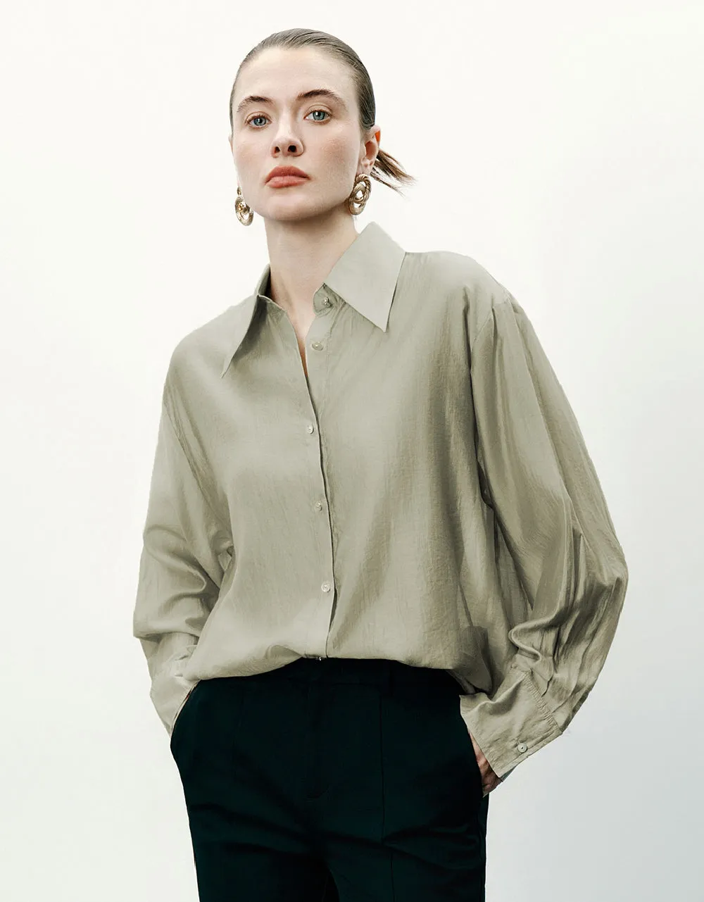 Button Up Straight Shirt sold by Urban Revivo