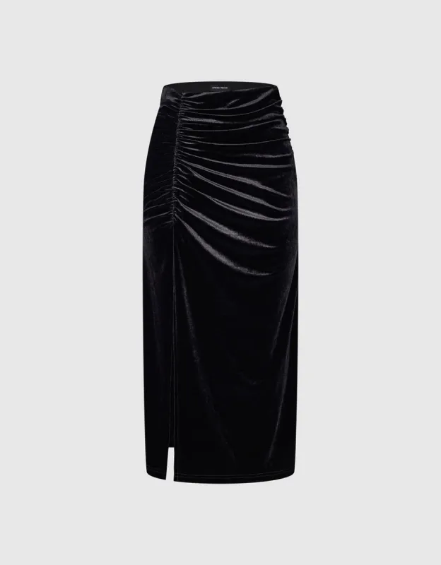 Ruched Knitted Straight Skirt sold by Urban Revivo