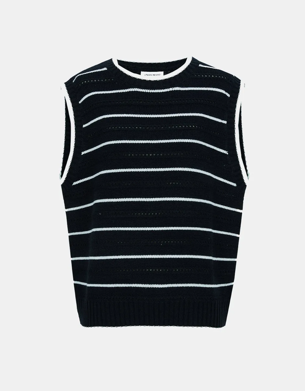 Striped Crew Neck Sweater Vest sold by Urban Revivo