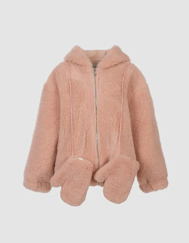 Zipper Front Hooded Furry Coat sold by Urban Revivo