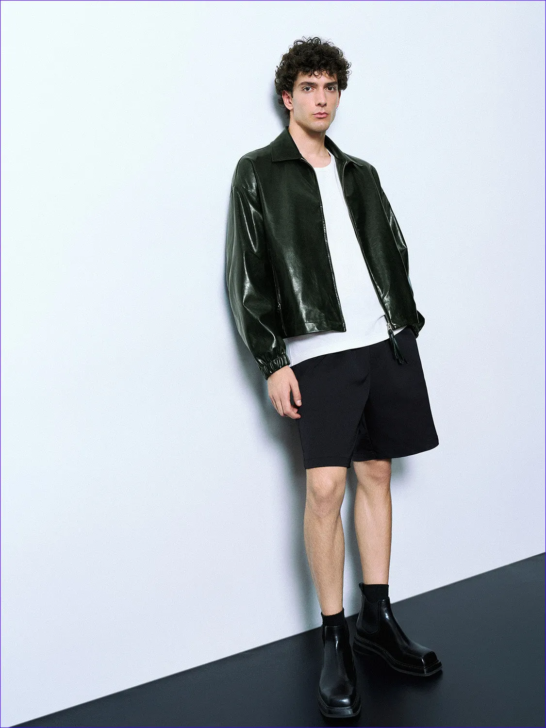 Zipper Front Oversized Vegan Leather Jacket sold by Urban Revivo product image thumbnail 5