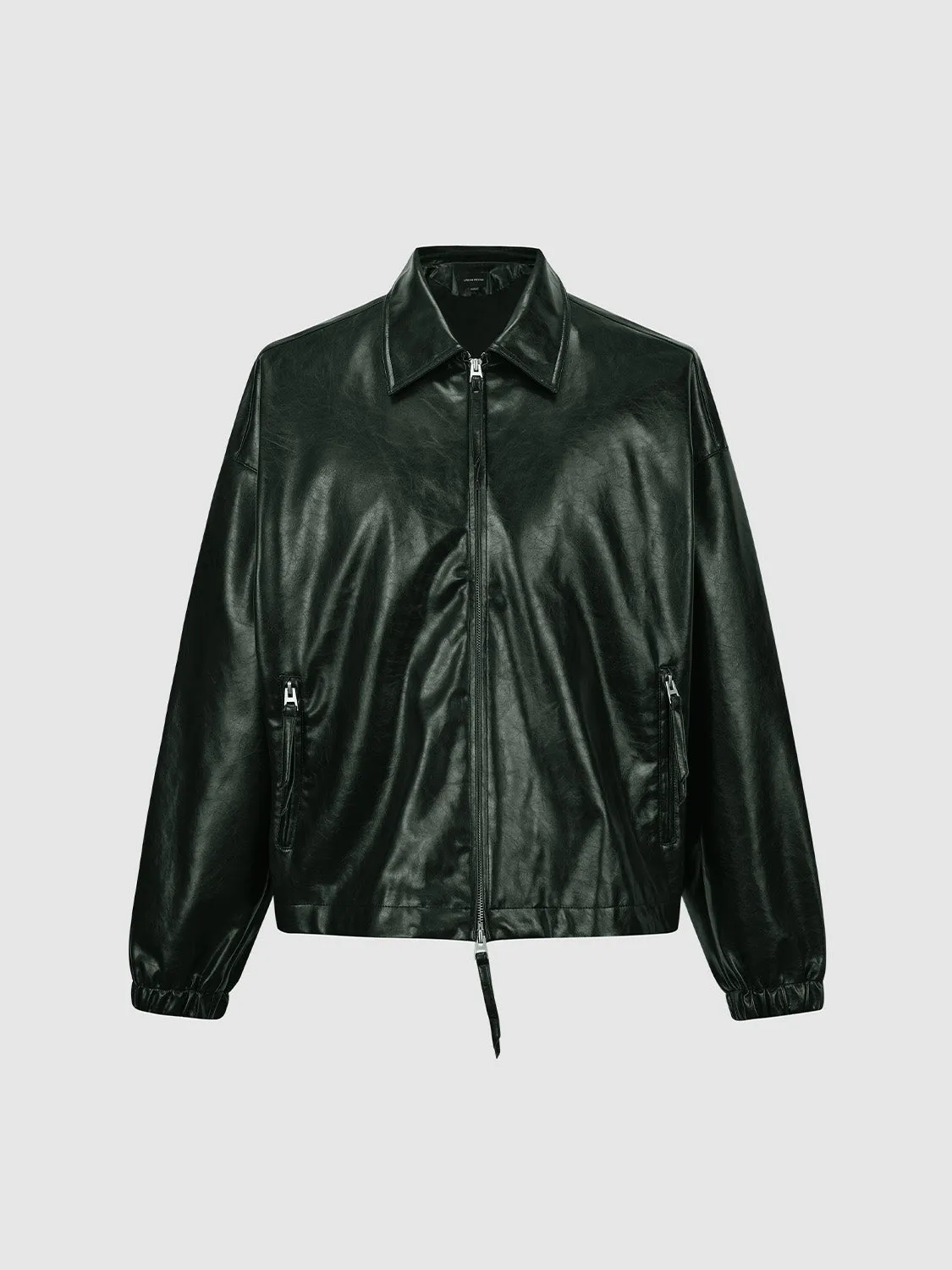 Zipper Front Oversized Vegan Leather Jacket sold by Urban Revivo product image thumbnail 2