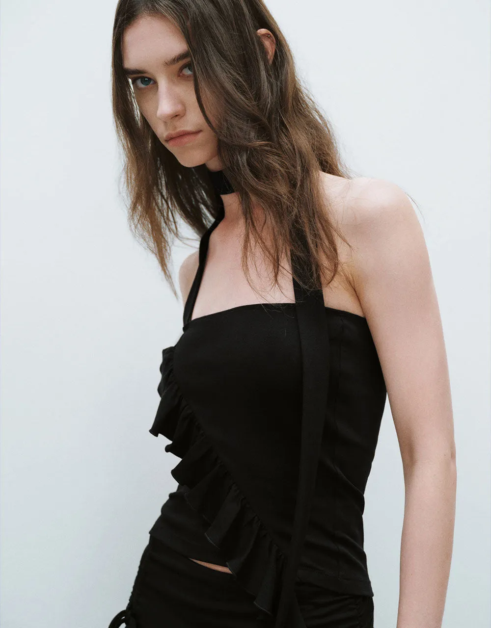 Halter Neck Ruffle Sleeveless T-Shirt sold by Urban Revivo product image thumbnail 3