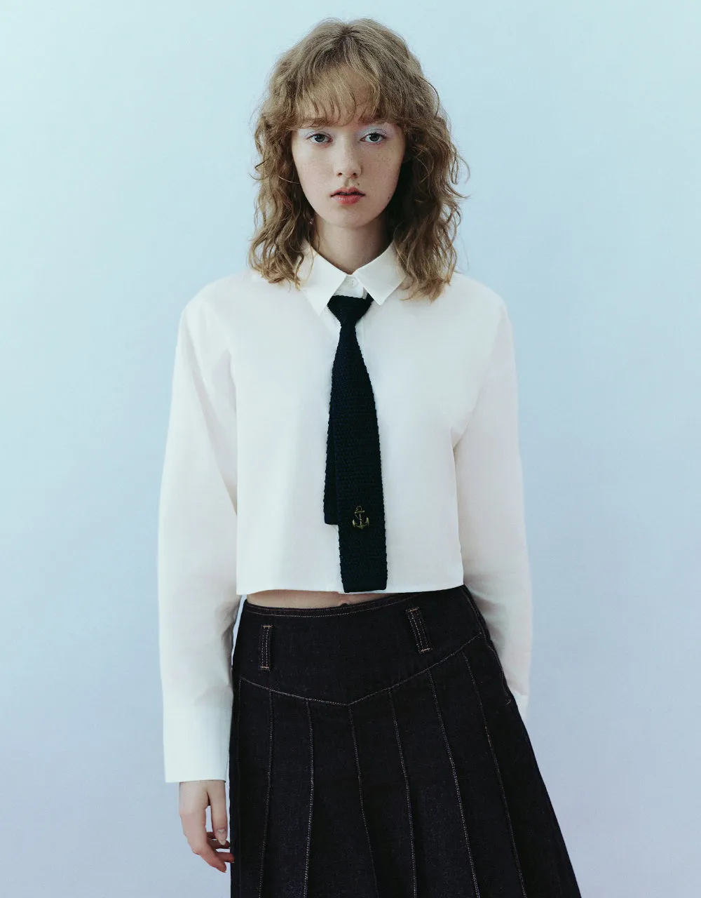 Cropped Straight Shirt With Tie sold by Urban Revivo