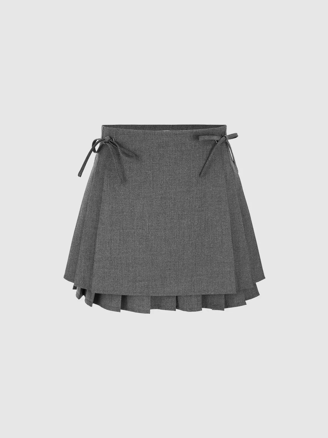 Bow Décor Pleated Mini A-Line Skirt sold by Urban Revivo