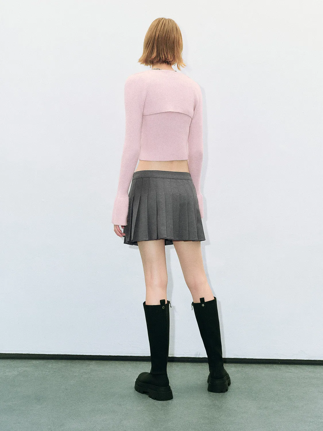 Bow Décor Pleated Mini A-Line Skirt sold by Urban Revivo product image thumbnail 4