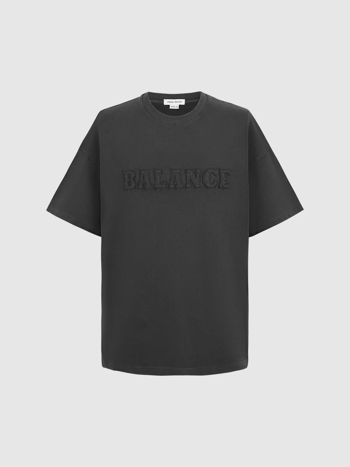 Letter Embossed Crew Neck Loose T-Shirt sold by Urban Revivo