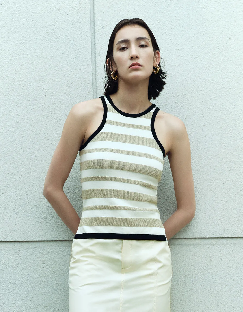 Striped Knitted Tank Top sold by Urban Revivo