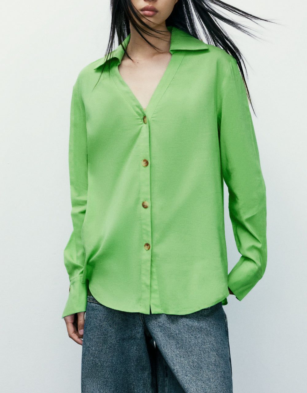 V-Neck Button Up Shirt sold by Urban Revivo product image thumbnail 2