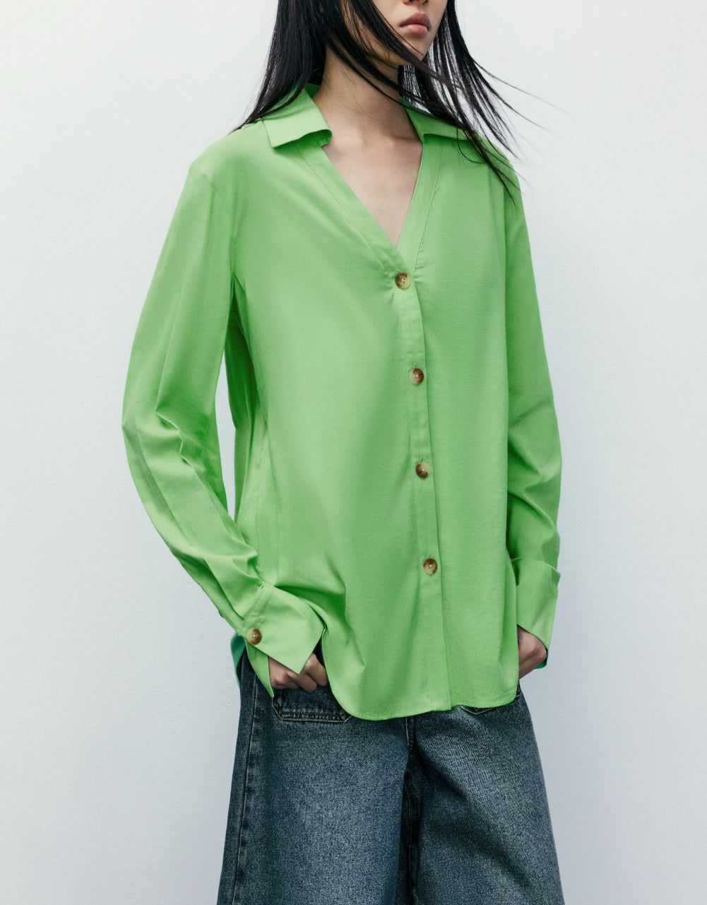 V-Neck Button Up Shirt sold by Urban Revivo product image thumbnail 5