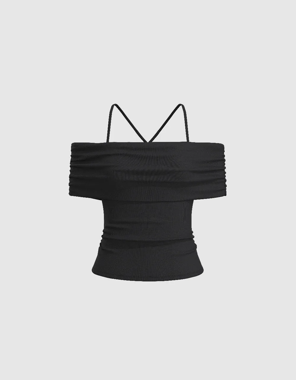 Ruched Off-Shoulder Knitted T-Shirt sold by Urban Revivo product image thumbnail 2