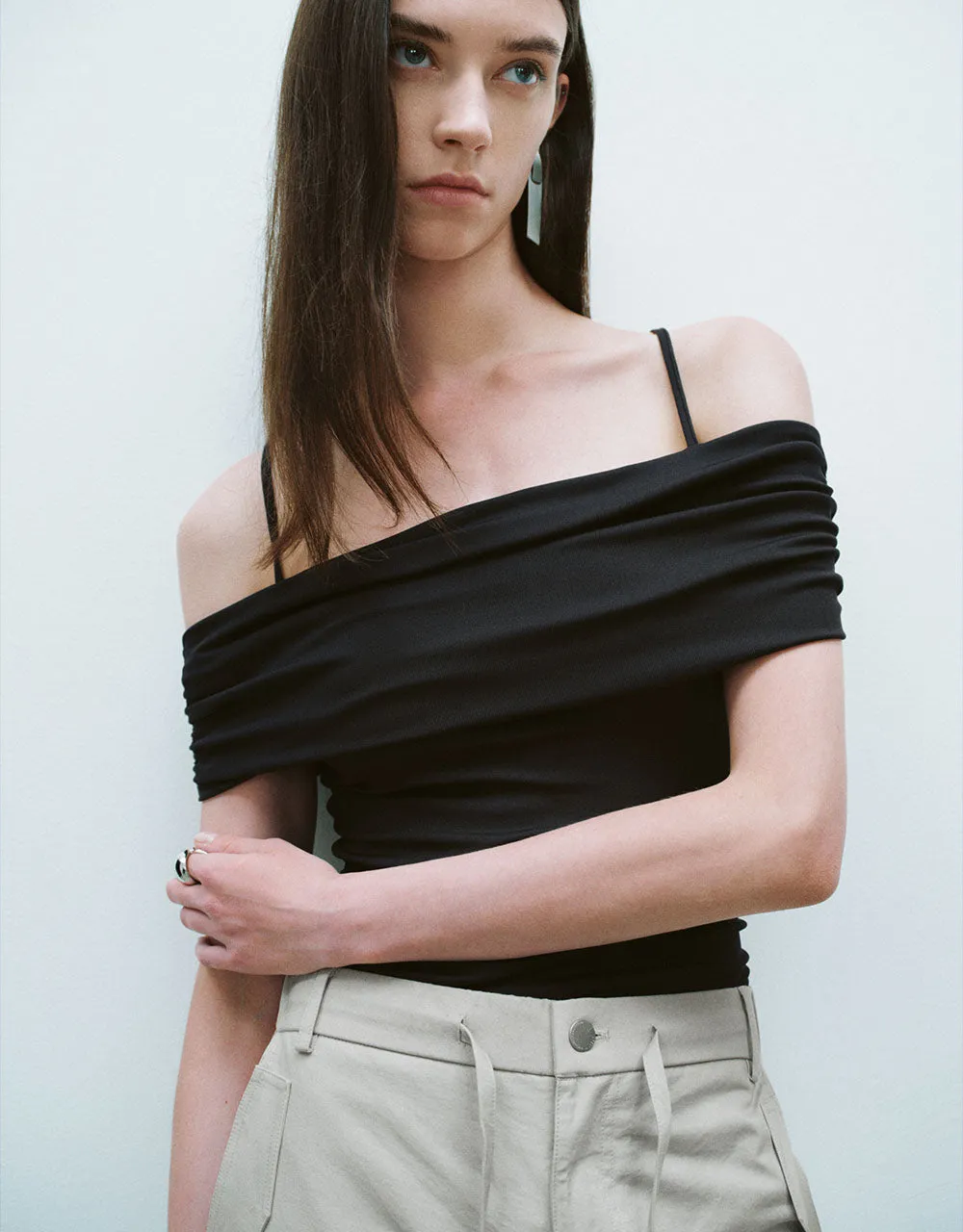 Ruched Off-Shoulder Knitted T-Shirt sold by Urban Revivo product image thumbnail 4