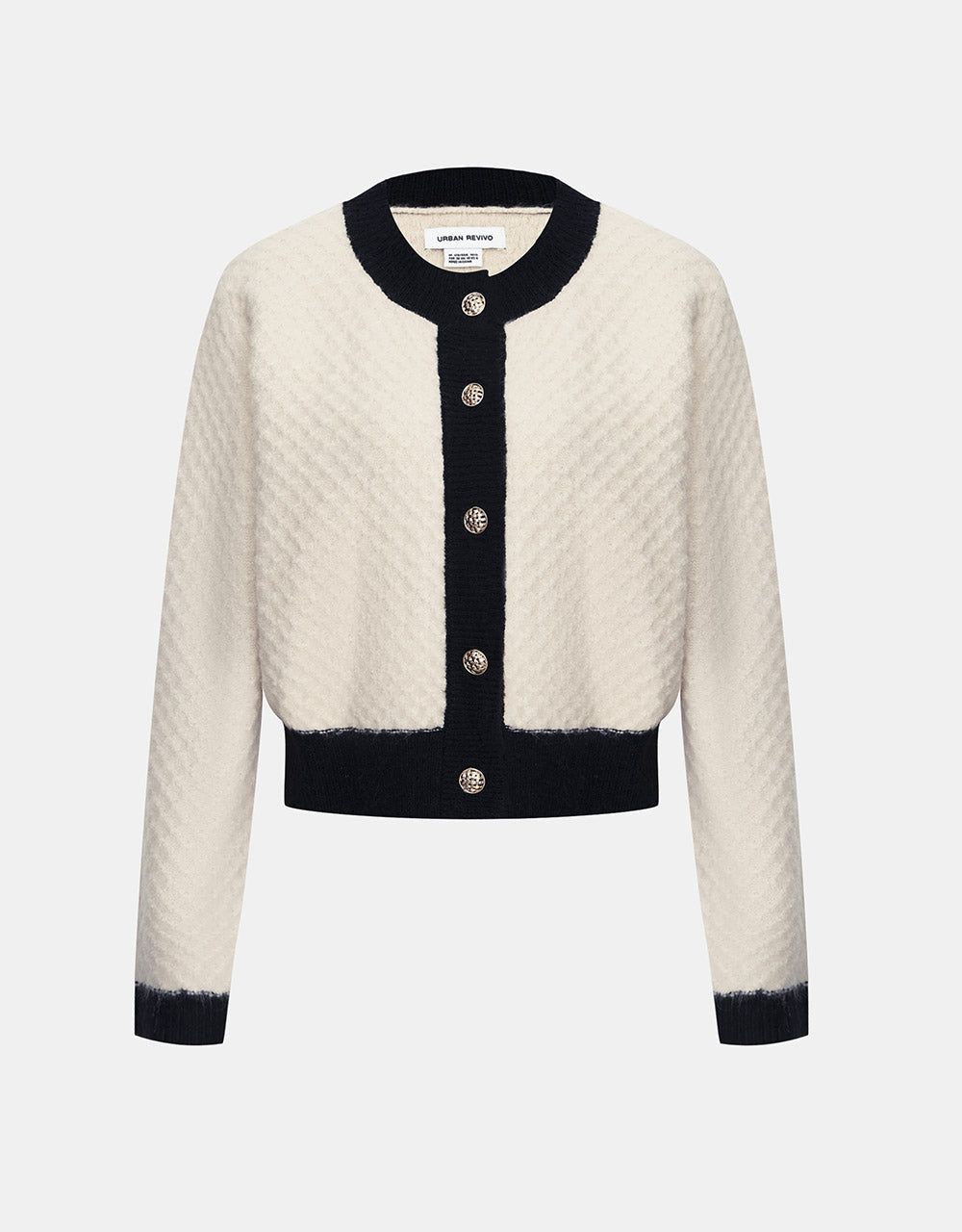 Contrast Trim Button Up Cardigan sold by Urban Revivo