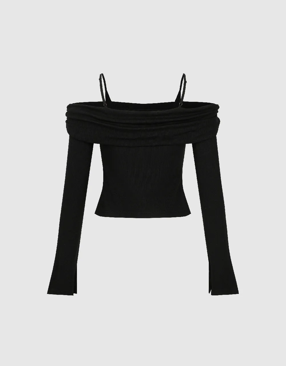 Off-Shoulder Knitted Skinny T-Shirt sold by Urban Revivo product image thumbnail 5