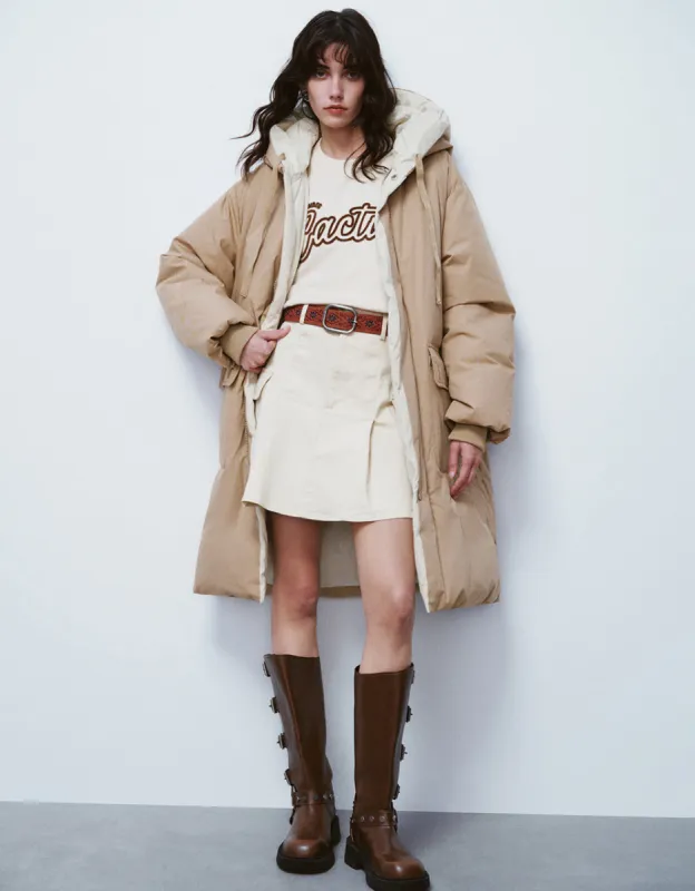 Hooded Straight Down Jacket sold by Urban Revivo