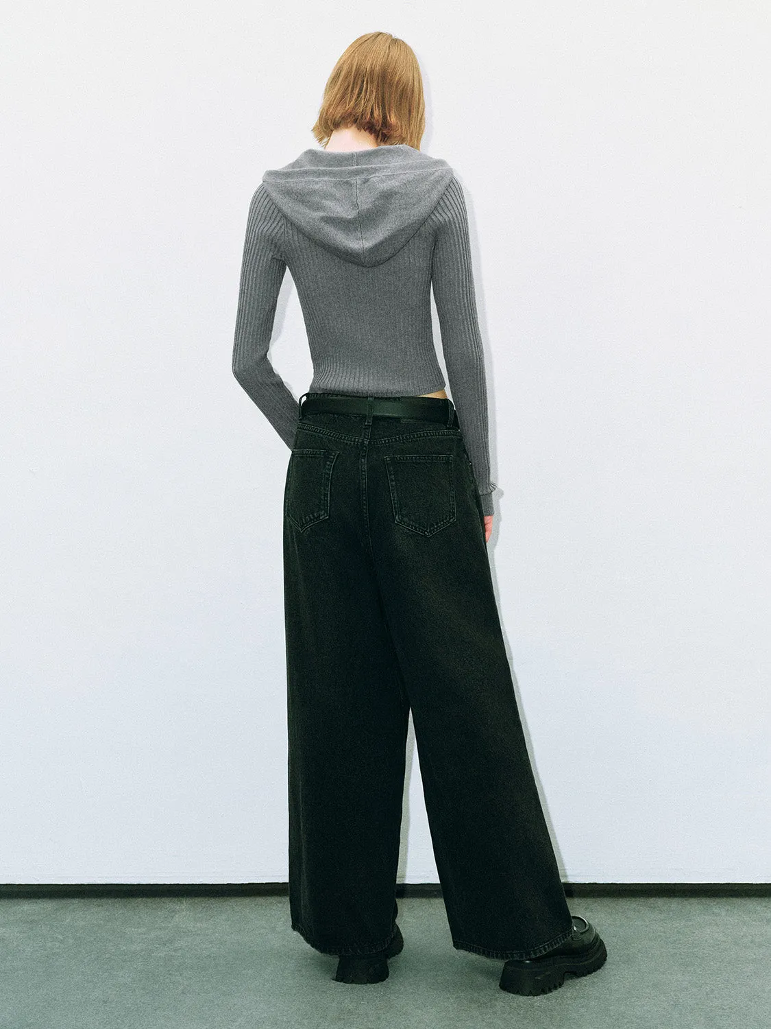 Zipper Front Hooded Skinny Knitted Cardigan sold by Urban Revivo product image thumbnail 4