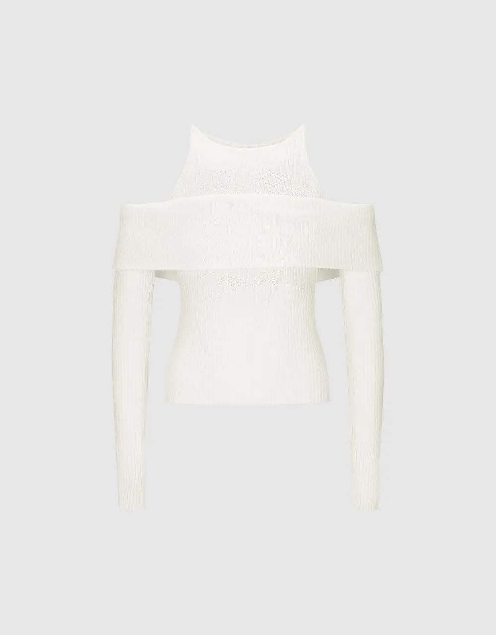 Drop Shoulder Sleeve Off-Shoulder Knitted T-Shirt sold by Urban Revivo product image thumbnail 2